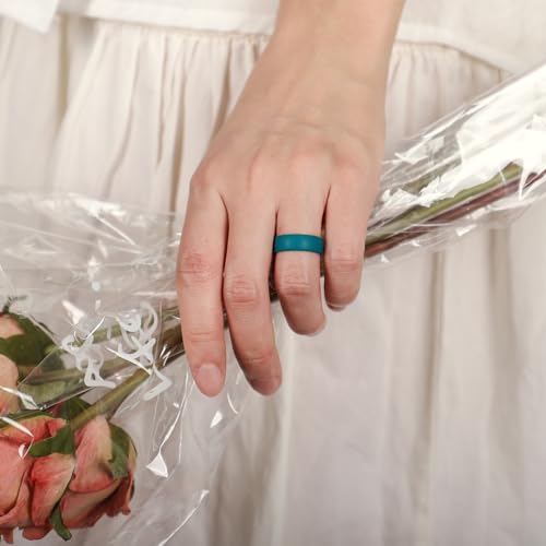 Image of Egnaro 4 /5 /8 Variety Multipack Ergonomic Breathable Bridal Rings Sets, 6mm Wide - 2mm Thick Rubber Wedding bands women, silicone Rings for her with Half Size