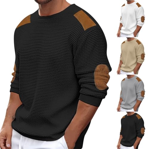 Men Winter Sweater Pullover Round Collar Solid Color Long-Sleeved Pullover Casual Pullovers3