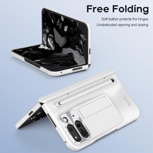 Étui Pixel 10 Pro Fold blanc haut de gamme avec protège-charnière rigide - 3