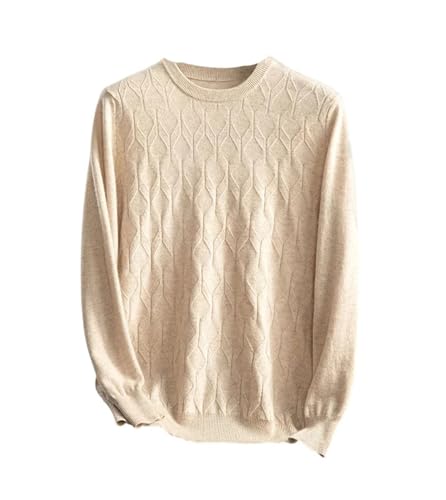 Men Crewneck Cashmere Sweater Fall Winter Warm Comfy Diamond Pattern Cashmere Knitted Pullovers Sweater