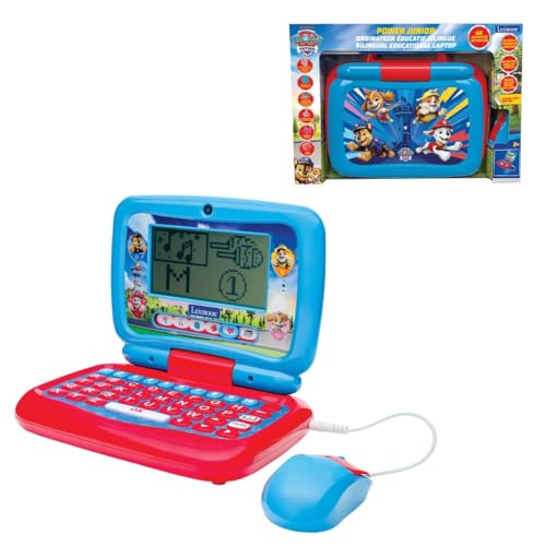 Lexibook, La Pat' Patrouille, Ordinateur Portable éducatif bilingue FRANÇAIS/Anglais, 40 activités, Méthode syllabique et ludique, 3 Histoires animées,...