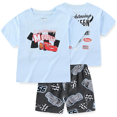 Image of Disney Cars Lightning McQueen Boys 2 Piece Short Sleeve T-Shirt and Shorts Set for Big Kids