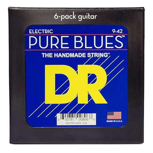 DR Strings PHR-9-6PK Pure Blues Pure Nickel Electric Guitar Strings – .009-.042 Light, 6-pack - Les Beatles, Paul McCartney, John Lennon, RIngo Starr, George Harrison DR Strings PHR-9-6PK Pure Blues Pure Nickel Electric Guitar Strings - .009-.042 Light, 6-pack