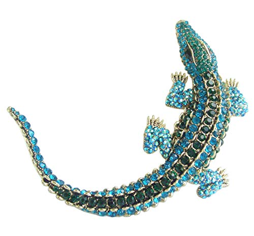 Image of 4.13 inch Alligator Crocodile Brooch Pin Pendant Austrian Crystal BZ5009