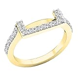 Dazzlingrock Collection Anello da donna in oro 14 carati con diamante rotondo da 0,30 carati (ctw), anello di protezione da 1/4 ct, diamante, oro e diamante, Diamante, Oro, Diamante