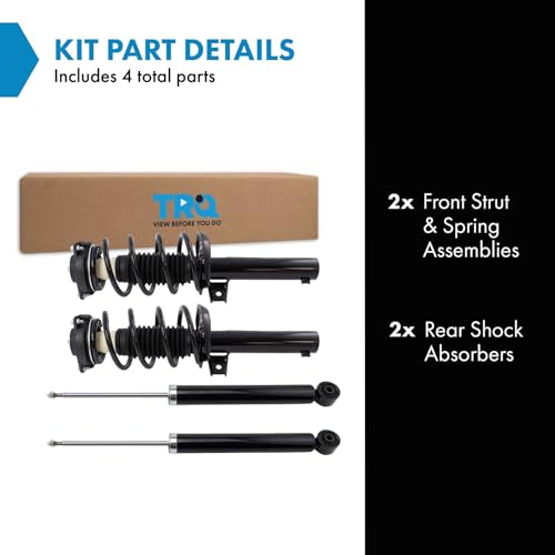 Image of TRQ Front and Rear Complete Strut Assembly & Shock Absorber Kit Complete Strut & Coil Spring Assembly Compatible with 2012-2019 Volkswagen Beetle