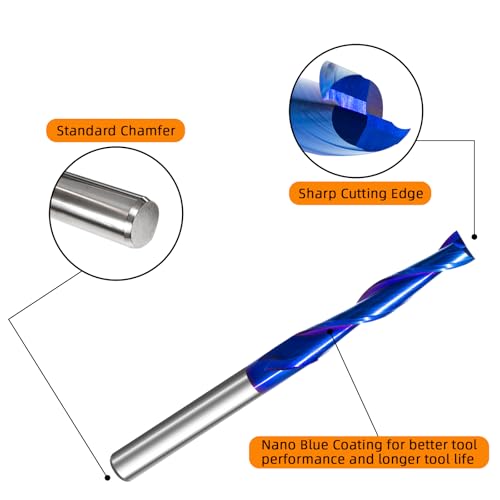 Image of 2PCS Up Cut Carbide Spiral Router Bits 1 /4 inch Shank 1 /4 inch Cutting Diameter 3 OAL Solid Carbide Router Bit for Wood, Plastic & CNC Engraving