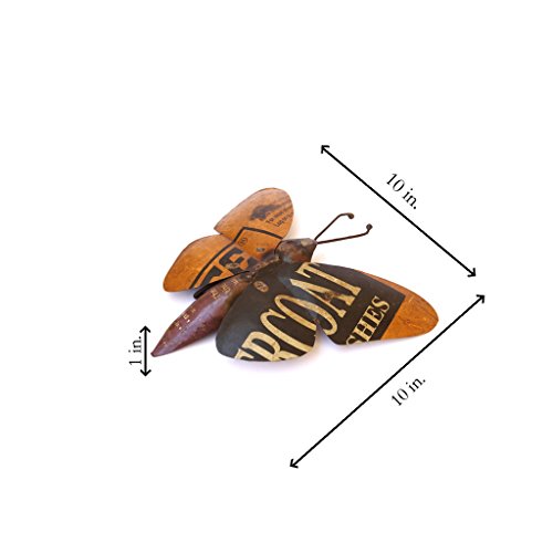 Statue papillon murale fer recyclé objet déco maison et bureau 25cm - 3