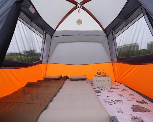 Image of Vidalido 3-4 Person Tent with 1 Mesh Door and 2 Large Mesh Window, Double Layer Waterproof Portable Family Cabin Tent, 4 Person Tents for Outdoor Camping Hiking