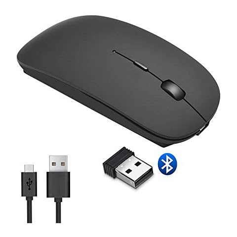 iToncs Wireless Mouse, 【Slim & Noiseless】 2.4G PC Mouse Rechargeable Wireless Mice with USB Nano Receiver for PC Laptop Mac Macbook Microsoft Pro Office Home -Black Cover