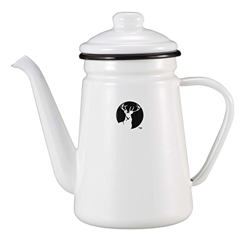 Captain Stag UH-524 Enameled Coffee Pot, 0.4 fl oz (1.1 L), White