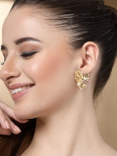 Image of KARATCART Gold Plated Heart Shape Studs