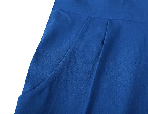 Image of MUXXN Women's Midi Pencil 1950s Vintage Cocktail 3 /4 Sleeve Tie Neck Bodycon Mid-Calf Dress with Pockets