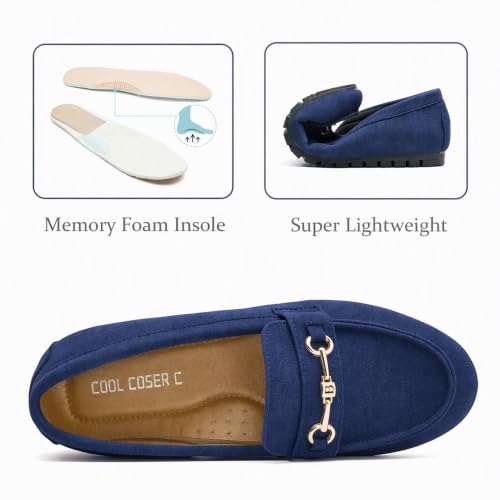 Image of Women's Wide Loafers Casual Slip on Flats Comfort Dressy Shoes