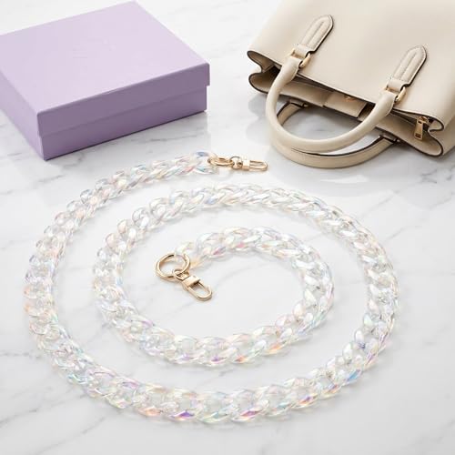 Cadena de acrílico para bolso con asa desmontable y eslabones de resina resistente, 2 piezas 7