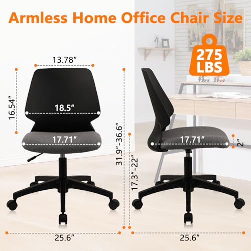 Image of CLATINA Armless Home Office Chair, Desk Chair with Wheels, Adjustable Height Reading Chairs, Small Swivel Computer Chair, Comfy Upholstered Task Chair for Office Meeting, Black(4 Pack)