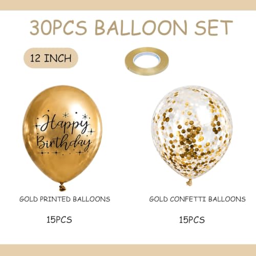 Image of Metal Happy Birthday Balloons Colorful Metallic Decorative Balloons Birthday Party Decor Room Decor House Decor For Wedding Birthday Anniversary Graduation Party Decorations Supplies (gold)