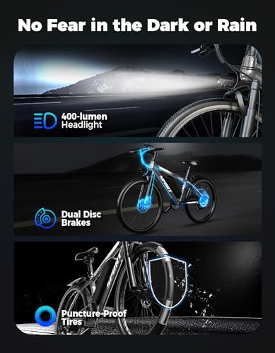 Image of Electric Bike for Adults, 1500W Peak Mountain Ebike with 25 MPH, 65 Miles Range, 48V 10.4Ah Removable Battery Ebike, 26 inch Electric Bicycle for Commute