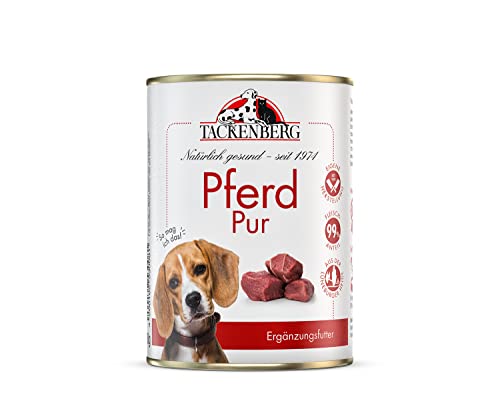 TACKENBERG Pferd Pur Nassfutter Dose für Hunde - Hundefutter in Premiumqualität - natürlich getreidefrei, 6 x 200 g