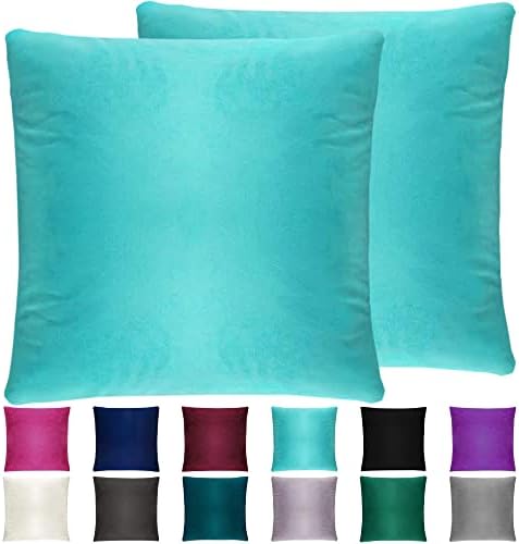 NEXCOVER Velvet Pillow Covers - Pack of 2 Pillowcases, 22 x 22 Inch Throw Pillow Cover, Decorative Square Pillowcase, Soft Cushion Case, Fade Resistant Pillow Case for Bedroom, Sofa, Couch, Turquoise