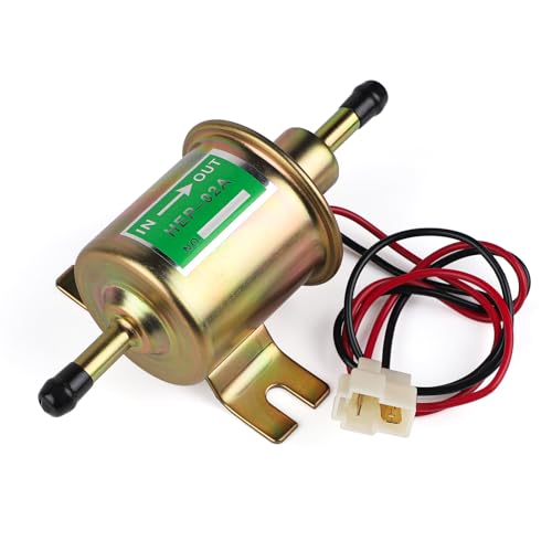 SWAWIS Universal Bomba Eléctrica de Combustible, Bomba de Gasolina Bomba de Gasóleo Elétrica 12V HEP-02A, Bomba Eléctrica Gasoil 12v para Buques Motocicletas Automóviles(Oro)