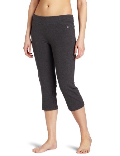 Danskin Women's Essential Sleek Fit Crop Pant, Charcoal Grey Heather, Small