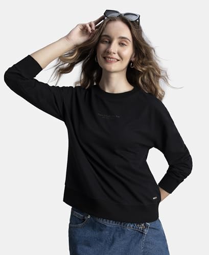 Image of Jockey A191 Women Super Combed Cotton French Terry Fabric Printed Sweatshirt