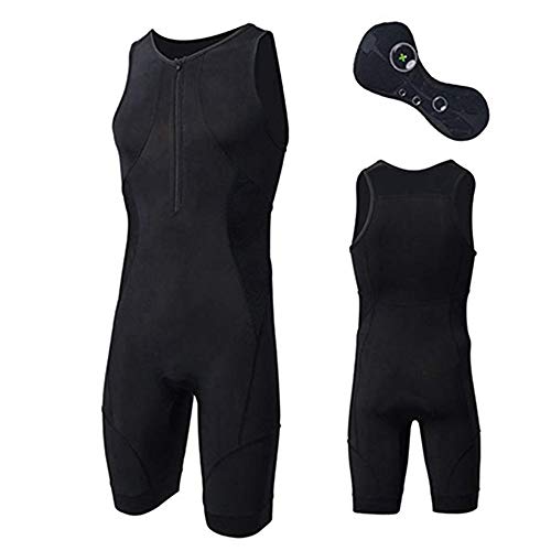 JPOJPO Cycling Jersey Mens Sleeveless Skinsuit Triathlon Swimsuit/Front Zip/Back Pocket Black XXL