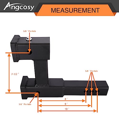 Angcosy Adjustable Dual Hitch Extension for 2-Inch Towing Receivers, 4,000lbs Capacity, Includes 3 Pcs 5/8\" Hitch Pins, Anti-Rattle Design, Corrosion Resistant - Thumbnail 2