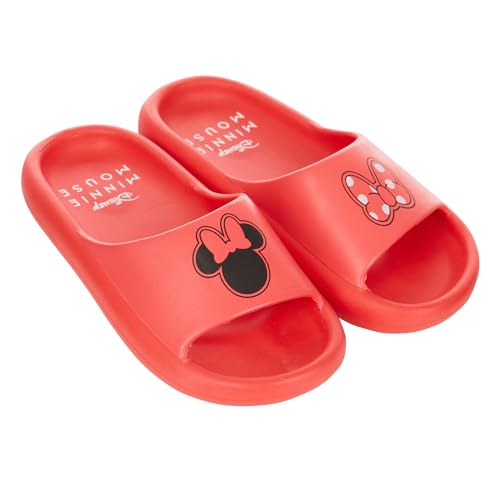 Disney Ladies Minnie and Mickey Slides - Ladies Classic Mickey and Minnie Mouse Comfort Foam Slide Sandals Mickey & Minnie Mouse Slip On Slides