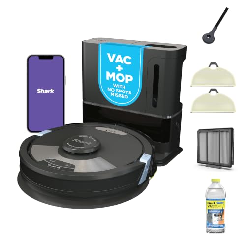 Shark Matrix Plus | 2-in-1 Robot Vacuum & Mop for Carpets & Hard Floors | Sonic Mopping & Powerful Suction for Pet Hair | Self-Empty Base | 60-Day Capacity | HEPA | LiDAR Nav | Black/Gold | AV2610WA