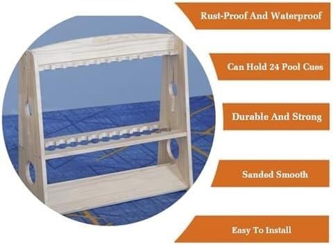 TIST Portable Billiard Cue Rack Billiard Cue Rack Floor Stand Heavy Duty Billiard Cue Rack Storage Rack for 10 Pool Cues Hardwood Wall Mounted Pool Cue Holder