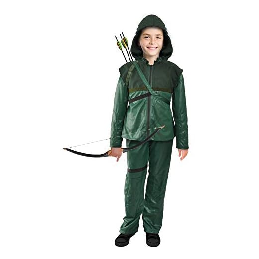 Ciao Arrow Flecha Verde disfraz niño chico original DC Comics, liso, color green, brown, 8-10 años (11708.8-10)