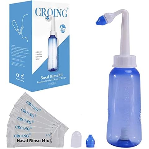 CROING - 40 x Sinus Rinse Mix + 1x Nasal Wash Bottle (300ml), Neti Pot Kit Cover