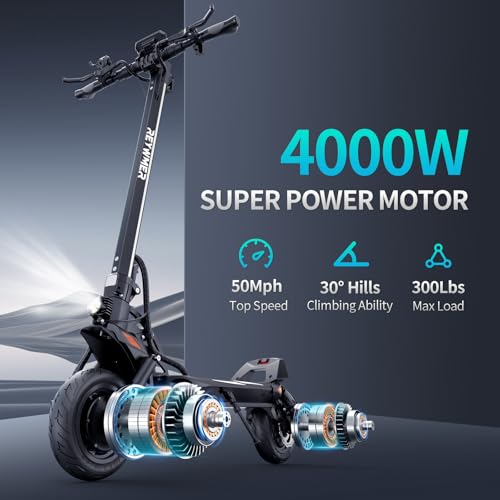 REYWMER KULLTER Electric Scooter, 60V 23.4AH Dual Motors 1300W (Peak 4000W), 50MPH Top Speed, 10-Inch Off-Road Tires, 360° Lights, Front & Rear Dual Suspension, Quick Fold, High Weight Capacity - Image 4