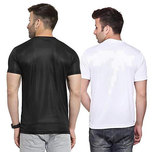 Image of TQH Men Dri Fit Polyester Half Sleeve Round Neck Multicolor t Shirts - Combo Set of 2