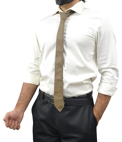 Image of Mens Lamb Leather Necktie - Skinny Solid Casual Business Wear Narrow Leather Slim Tie- Neckties for Party Wedding Gift