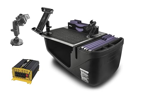 Escritorio para coche AutoExec FileMaster gris con inversor de 400W