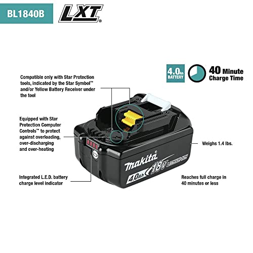 Image of Makita ADBL1840BDC1 Outdoor Adventure 18V LXT Lithium-Ion Battery and Charger Starter Pack (4.0Ah)