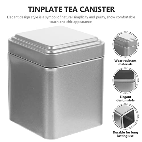 STOBAZA 4Pcs Square Tin can Empty Tins Canister Steel Box Candy Jar,Tea Leaf Container with Lid for Treats, Favors, Loose Leaf Tea Coffee and Crafts by STOBAZA - Image 8