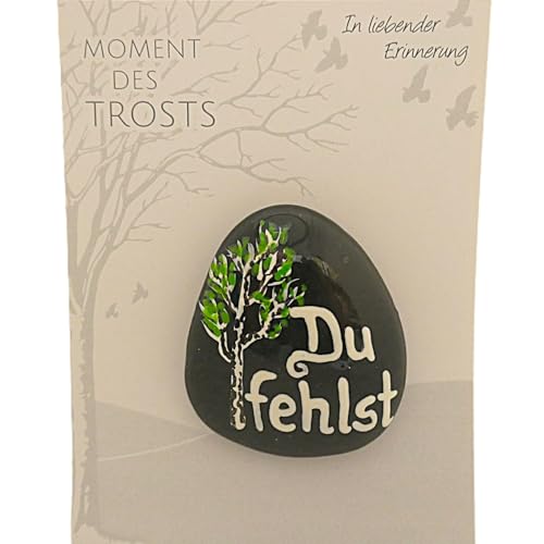 Andys Steinwelt® Grabbeigabe aus Stein mit Baum Trauerfeier Grabschmuck Grabstein Urnengrab Dekoration Gedenkstein Andenken Verstorbene Trauerstein Sternenkind Kindergrab