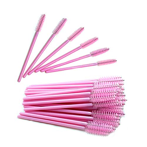 Quewel lash Disposable Eyelash Mascara Wands Brushes Cosmetic Eyelash (Full Pink,50 pcs)