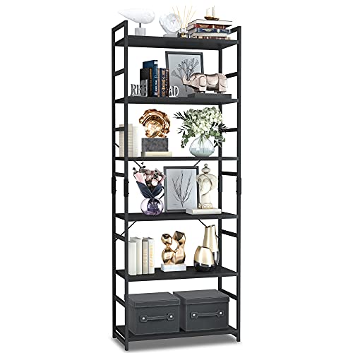 Image of NUMENN 6 Tier Bookshelf, Tall Bookcase Shelf Storage Organizer, Modern Book Shelf for Bedroom, Living Room and Home Office, Black