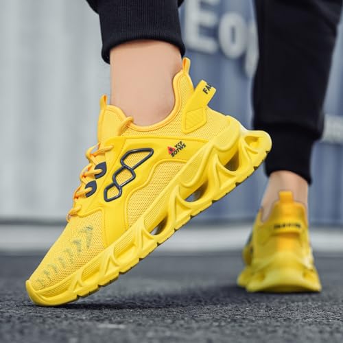 Mens Lightweight Shock - Absorbing Slip on Loafers, Blade - Shaped Running Sneakers with mesh Material Ideal for Trail Jogging and Casual Athletic Activities.4