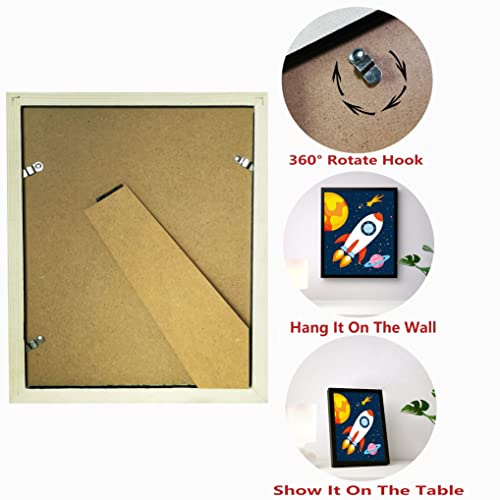 Kairne Framed Cartoon Funny Dinosaur Art Print，Set Of 3 Funny Outer Space Wall Art With Black Frames，Planet Rocket Canvas Painting For Boy Playroom Bedroom Living Room，8 X 10 Inch,Read To Hang #TOP5
