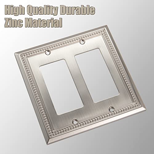 Image of Sunken Pearls Heavy Duty Decorative Wall Plate Switch Plate Outlet Cover (Double Decorator, Satin Nickel)