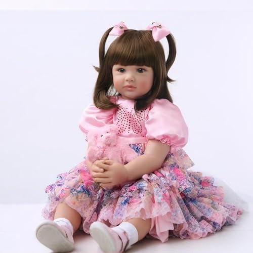Muñeca reborn niña 24 pulgadas silicona realista miniatura 2