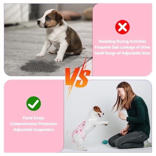 Image of Jollywoods 3 Pack Washable Female Dog Diaper Onesie Sanitary Pantie with Adjustable Suspender, Reusable Fixed Doggie Diapers, Super Absorbent Leakproof for Small Medium Large Dog in Heat Cycle L