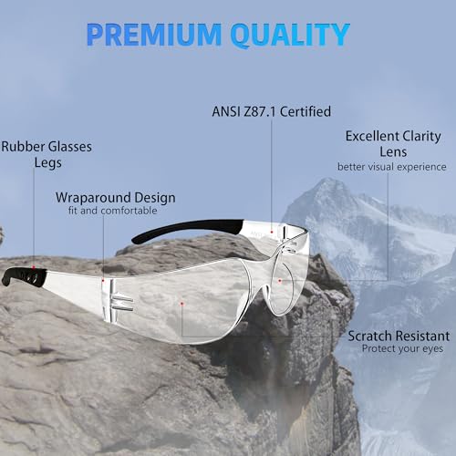 Image of Salfboy Safety Glasses Ansi Z87.1 Clear Safety Glasses Bulk Impact Resistant Lens Protective Eyewear for Men Women