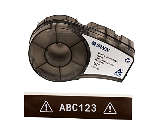 Brady Vinyl Label Tape for Label Printer M211 & M210 - Self Adhesive Vinyl Printer Labels - White on Brown (19.05mm x 6.40m) - M21-750-595-BR